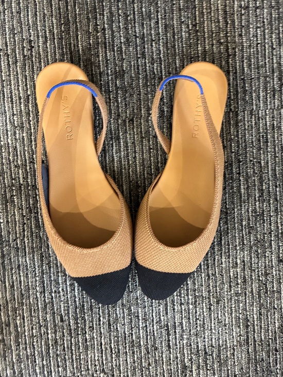Rothy's Shoes - Rothy's Almond Slingback Flat in Tawny with Black Captoe